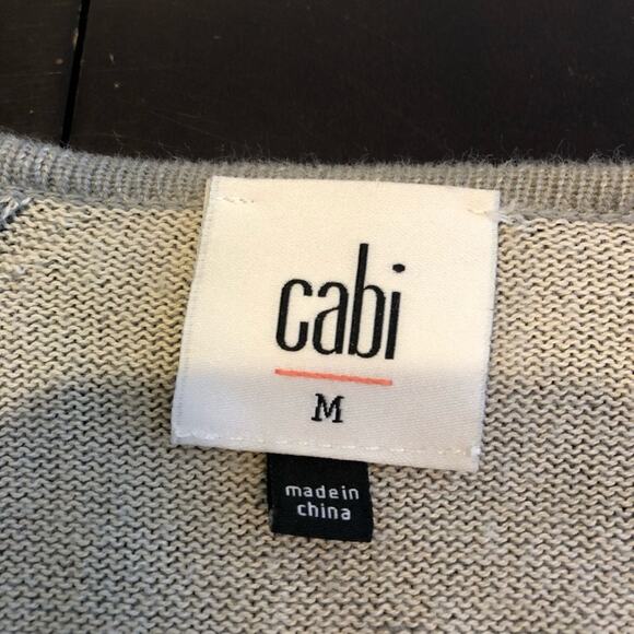 Cabi sage green gray mixed knit open draped front cardigan size Medium #5132 - Picture 9 of 16